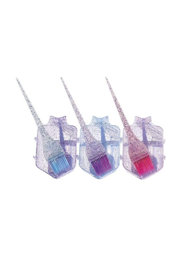 Colortrak Colortrak 3 Pack Mini Glitter Trio Brush & Bowl Set, Small Brushes with Colorful Feather Bristles, Stackable Color Bowls with Non-Slip Rubber Rings, Easy Handling, Set of 3 Brushes and 3 Bowls - Image 2