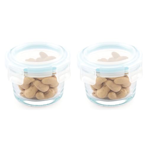 ATTRO Glassox borosilicate Mini Round Glass food container with lock lid Small Food Container Air-Tight Leak-proof Bpa-Free Food Grade- 130ml Set of 2 - Image 1
