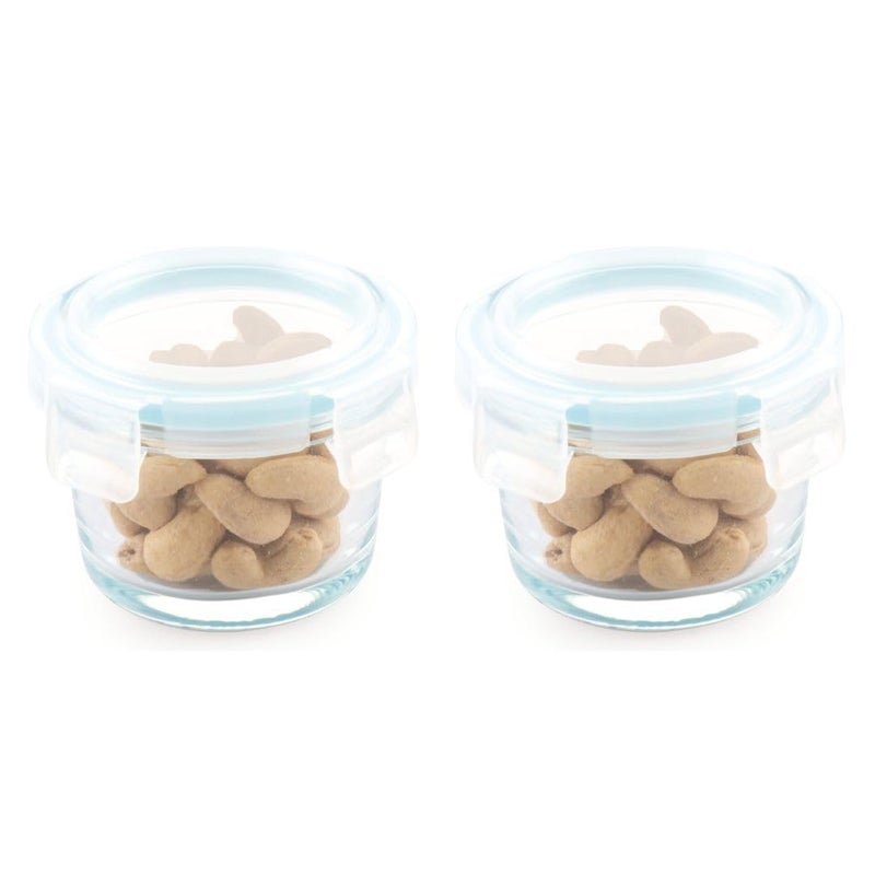 ATTRO Glassox borosilicate Mini Round Glass food container with lock lid Small Food Container Air-Tight Leak-proof Bpa-Free Food Grade- 130ml Set of 2 - Image 4