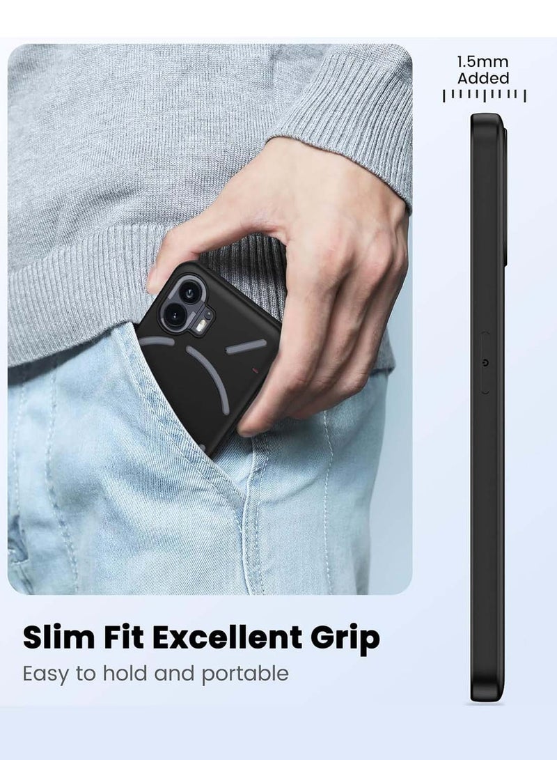 Wtech Nothing Phone (2) 5G 2023 Liquid Silicone Ultra Thin TPU Phone Case Cover - Black - Image 4