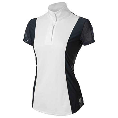 Equinavia Martha Womens Equestrian Short Sleeved Show Shirt - Navy/White - S - Image 1