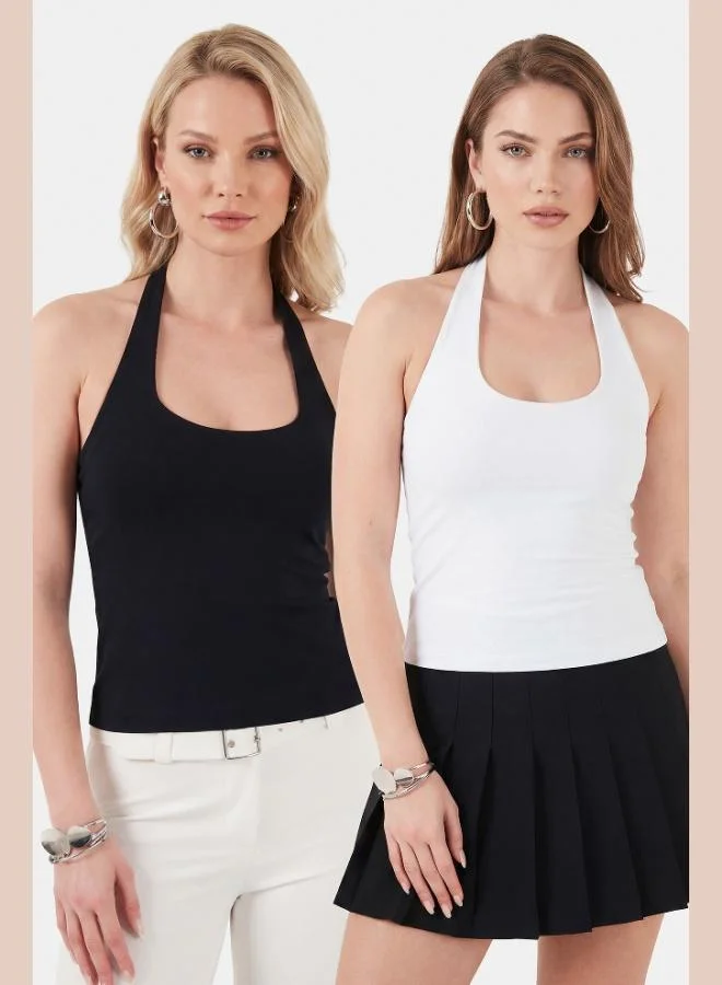 ليلا Lela Slim Fit Halter Neck Backless Two-Pack Blouse Women's Blouse 5866664