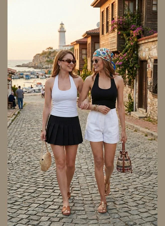 Lela Lela Slim Fit Halter Neck Backless Two-Pack Blouse Women's Blouse 5866664