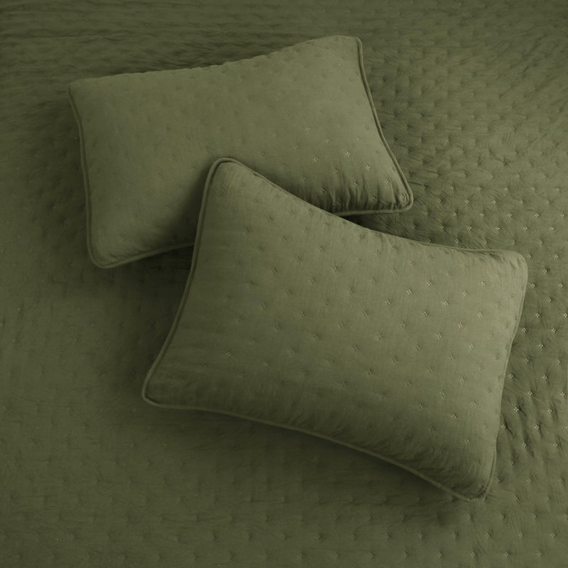 ROARINGWILD Olive Green Cloud Twin Size Quilt Bedding Sets with Pillow Sham, Farmhouse Lightweight Soft Bedspread Coverlet, All Season Rustic Country Thin Comforter, 2 Pieces, 68x90 inches - Image 5