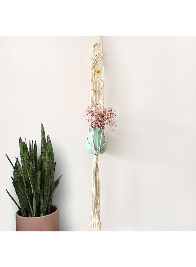 Bluejw New Bohemian Tapestry Cotton Rope Hand-woven Net Bag Plant Hanging Basket Home Decorative Wall Hanging  - Image 3