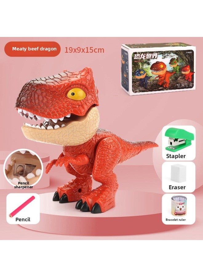 Cartoon Dinosaur Stationery Five-in-One Tyrannosaurus Rex Double Crown Dragon Bulldragon Raptor Early Childhood Education Assistant Toy-Color:DK205757 - Image 1