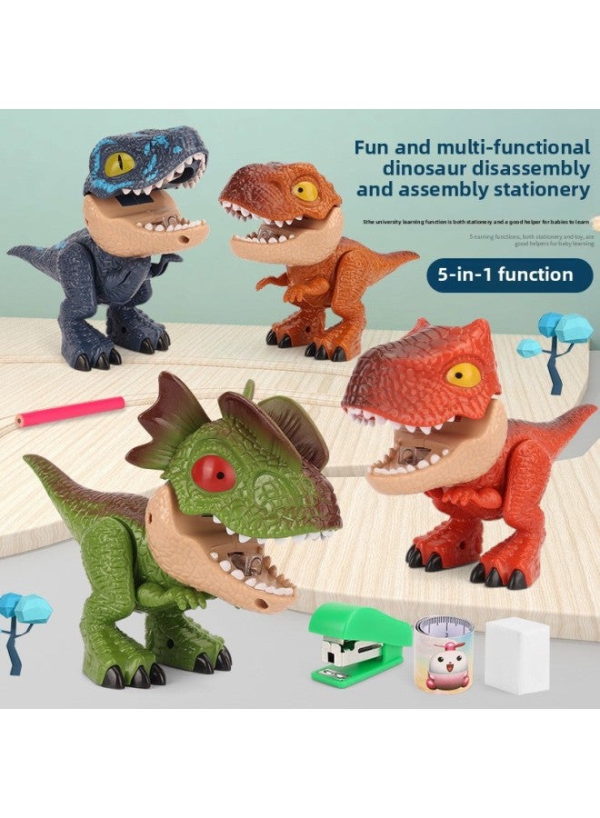 Cartoon Dinosaur Stationery Five-in-One Tyrannosaurus Rex Double Crown Dragon Bulldragon Raptor Early Childhood Education Assistant Toy-Color:DK205757 - Image 2