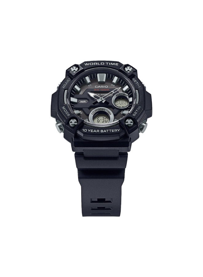 Casio AEQ-120W-1BVDF Men’s Analog-Digital Watch, 100M Water Resistant, 10-Year Battery, World Time, Telememo 30 – Black - Image 2