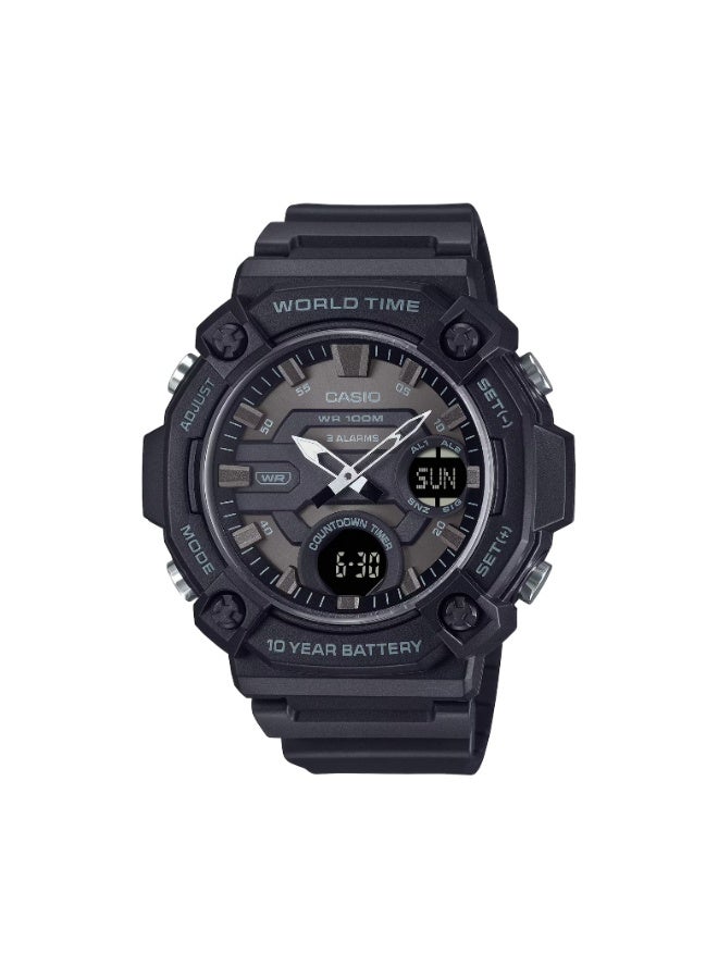 Casio AEQ-120W-1BVDF Men’s Analog-Digital Watch, 100M Water Resistant, 10-Year Battery, World Time, Telememo 30 – Black - Image 1