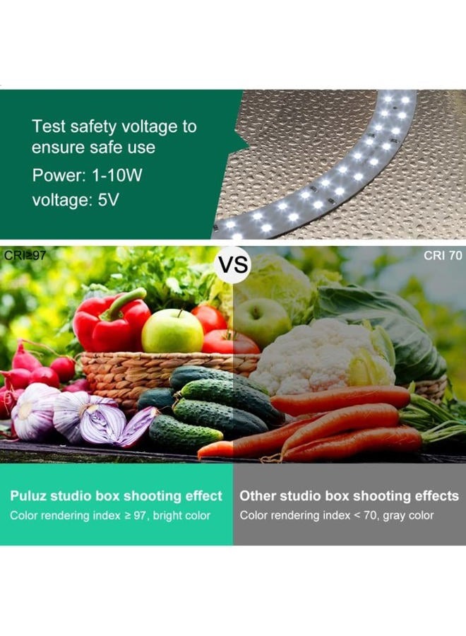 OBEST صندوق إضاءة بولووز، كشك تصوير مصغر 16"×16" / 40 سم، صندوق إضاءة احترافي قابل للطي لتصوير المنتجات مع 160 ضوء LED، CRI عالي 95 و12 خلفية ملونة، OBEST - Image 3