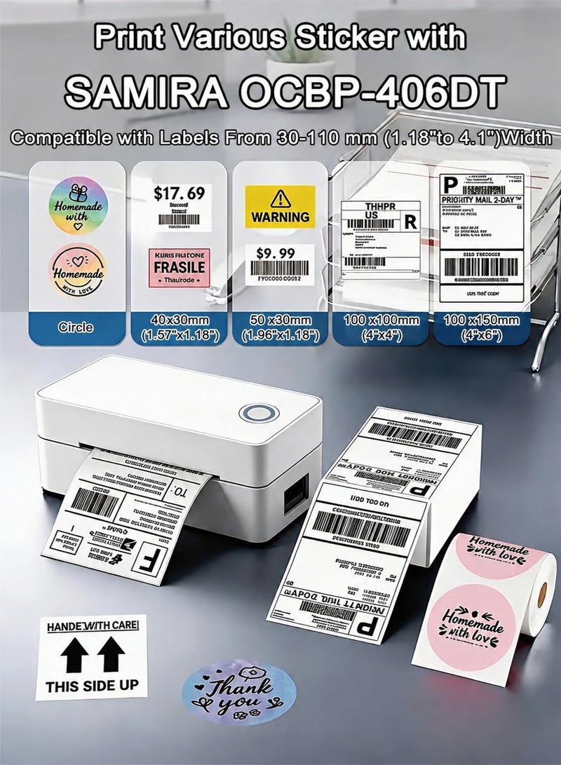 Samira BT+USB-C Thermal Label Printer, Wireless Shipping Label Printer for Small Business, Label Printer for Shipping Packages, Compatible with iPad & Phone & PC - Image 2