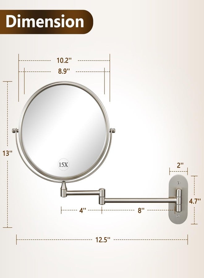 DECLUTTR 9 Inch Wall Mounted Makeup Mirror, 15X Magnification Double Sided Swivel Extendable Bathroom Mirror - Image 4