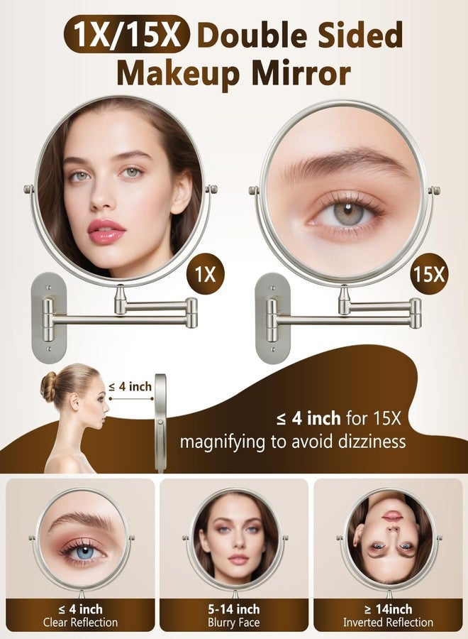 DECLUTTR 9 Inch Wall Mounted Makeup Mirror, 15X Magnification Double Sided Swivel Extendable Bathroom Mirror - Image 2