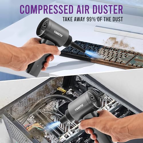 Gesto 3-in-1 Portable Car Vacuum Cleaner, Air Duster & Inflator | 70W High Power, 12000Pa Brushless Motor, 4000mAh Type-C Rechargeable Cordless Handheld Vacuum with Multi Nozzle for Car,Office,Home - Image 4