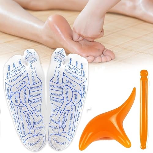 KLIFFOO Reflexology Socks With Trigger Point Massage Tool,Foot Pain Relief and Acupressure Reflexology Foot Massage Socks For Men,Reflexology Chart of Both Sole and Instep 1 Pairs (Men), Orange - Image 1