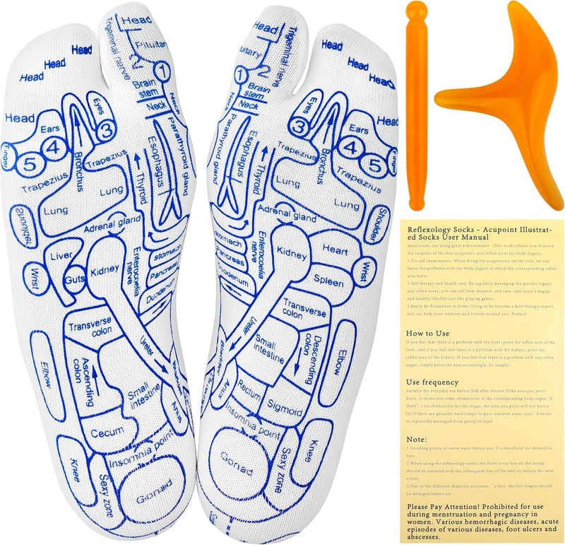 KLIFFOO Reflexology Socks With Trigger Point Massage Tool,Foot Pain Relief and Acupressure Reflexology Foot Massage Socks For Men,Reflexology Chart of Both Sole and Instep 1 Pairs (Men), Orange - Image 2