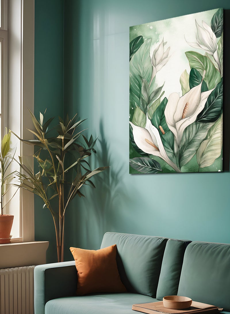 لوحة كانفاس على إطار خشبي بتصميم نباتات استوائية - Image 1