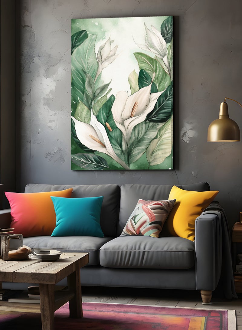 لوحة كانفاس على إطار خشبي بتصميم نباتات استوائية - Image 2