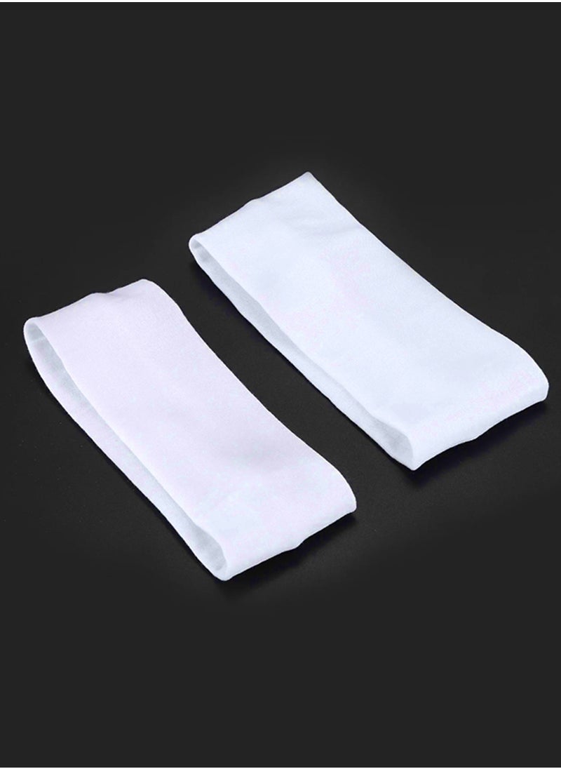 Generic Wide Headbands for Women Men, 2 pack White Fashion Headbands for Women's Hair, Soft Fabric Stretchy Hair Bands for Makeup, Yoga, Running, Sports  - Image 1
