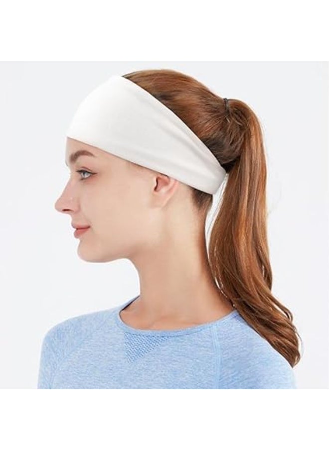 Generic Wide Headbands for Women Men, 2 pack White Fashion Headbands for Women's Hair, Soft Fabric Stretchy Hair Bands for Makeup, Yoga, Running, Sports  - Image 5