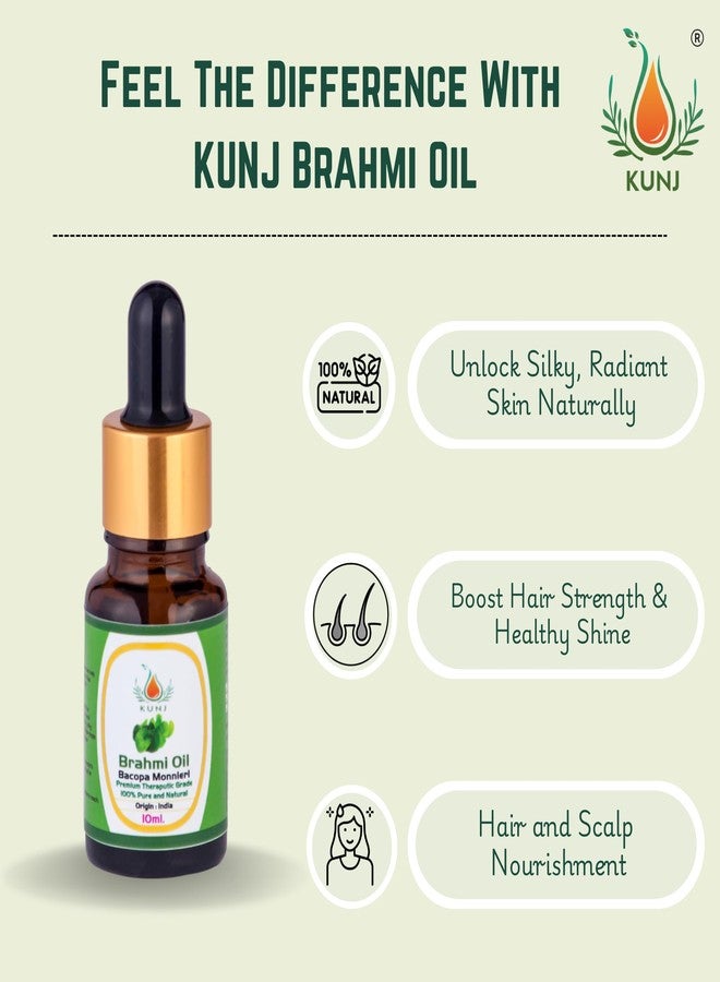 KUNJ Brahmi Essential Oil (Bacopa monnieri) 10ML - 100% Pure & Natural, Undiluted, Steam Distilled - Therapeutic Grade Oil for Hair Growth, Scalp Care, Relaxation & Aromatherapy - Image 2