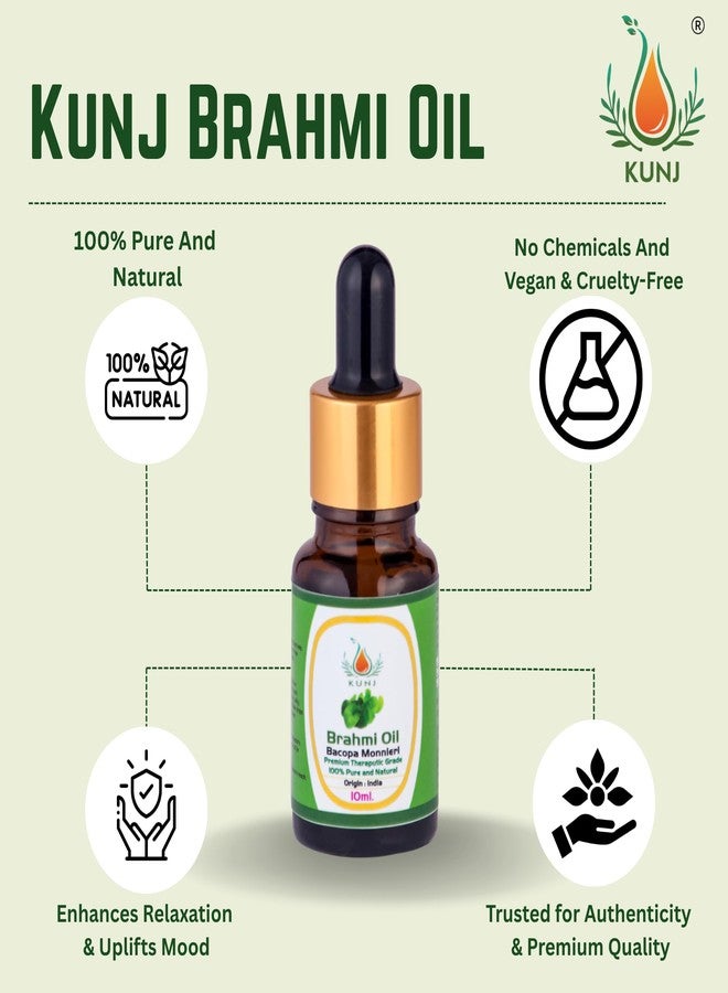 KUNJ Brahmi Essential Oil (Bacopa monnieri) 10ML - 100% Pure & Natural, Undiluted, Steam Distilled - Therapeutic Grade Oil for Hair Growth, Scalp Care, Relaxation & Aromatherapy - Image 4