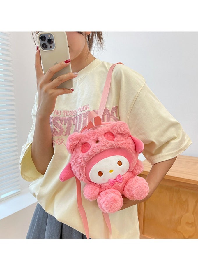 Sanrio Kawaii Kid's Backpack,Mini Plush Backpack，Cartoon Bag Soft Fuzzy Furry Handbags Backpacks Great Present for Kids Melody  - Image 3