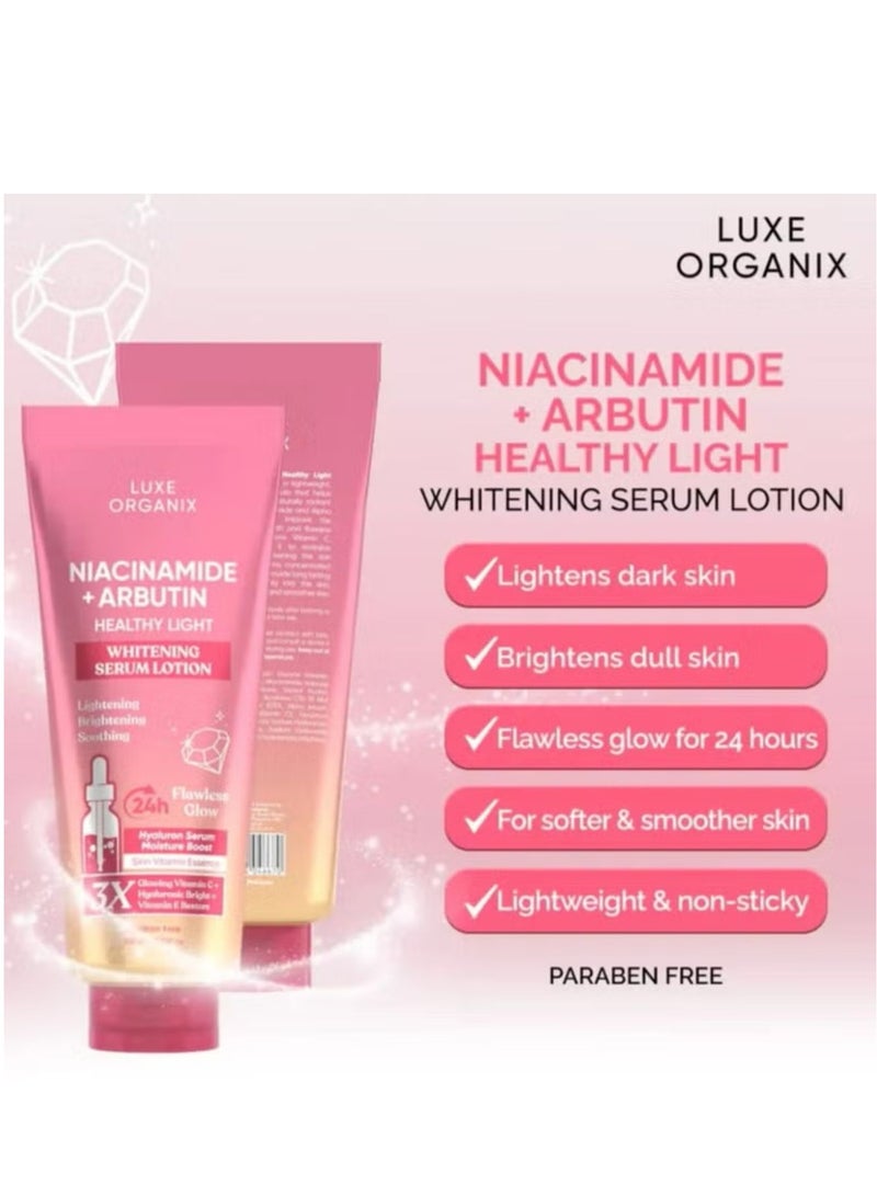 LUXE ORGANIX Niacinamide and Arbutin Helthy Light Whitening Serum Lotion 350ml - Image 2