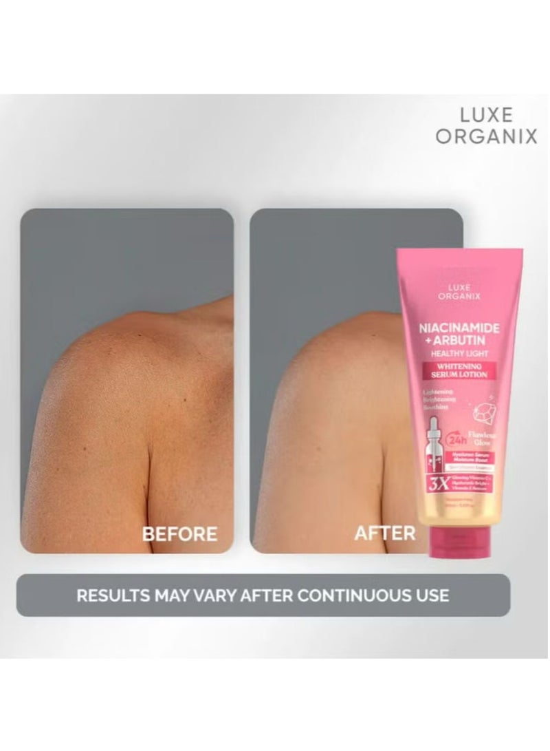 LUXE ORGANIX Niacinamide and Arbutin Helthy Light Whitening Serum Lotion 350ml - Image 3