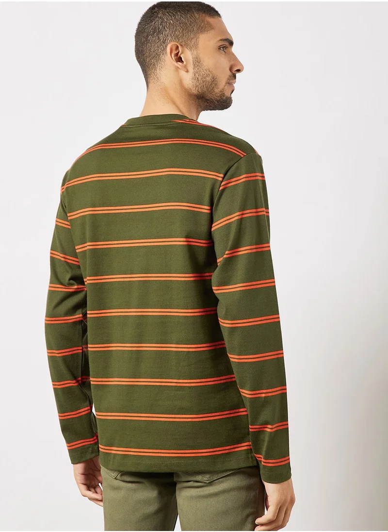 Mango Man Striped Crew Neck T-Shirt