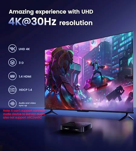 avedio links HDMI Splitter 1 in 2 Out [w/ 4 Ft Hdmi Cable]Not for Extended Display-Mirror Same Screen Only, 4K 1x2 HDMI Splitter 1 to 2 for 3D 1080P@60Hz, Copy 1 Source to 2 Displays at The Same Time - Image 5