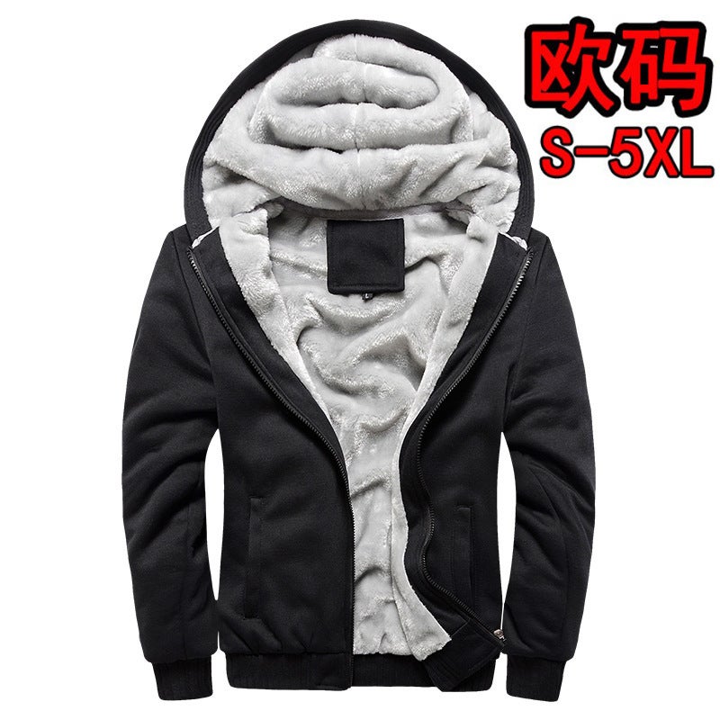 European Size Large Size For Men'S Sweater Hooded Men'S Baseball Uniform Plus Velvet Padded Men'S Coat - Image 2