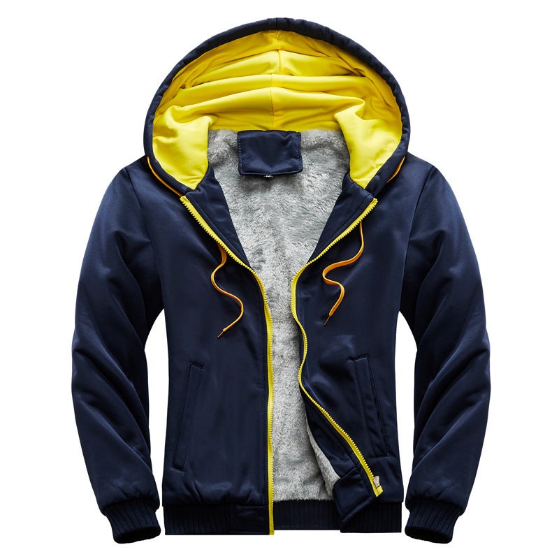 European Size Large Size For Men'S Sweater Hooded Men'S Baseball Uniform Plus Velvet Padded Men'S Coat - Image 1