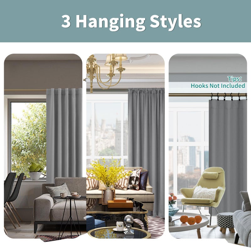 BGment Dove Grey 100% Blackout Curtains 84 Inches Long with Reducing Noise Liner  Rod Pocket and Back Tab Double Layer Full Room Darkening Window Curtain for Bedroom  2 Panels  Each 42 x 84 Inch - Image 3