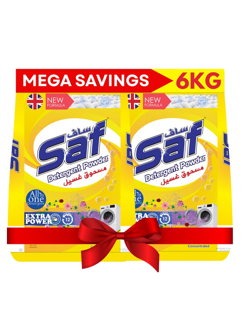 SAF Detergent 3kg, Yellow Pack of 2- Powerful Laundry Cleaning for Brighter Clothes - Image 1