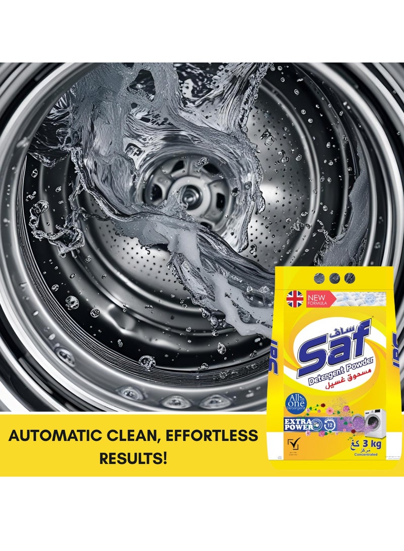 SAF Detergent 3kg, Yellow Pack of 2- Powerful Laundry Cleaning for Brighter Clothes - Image 3