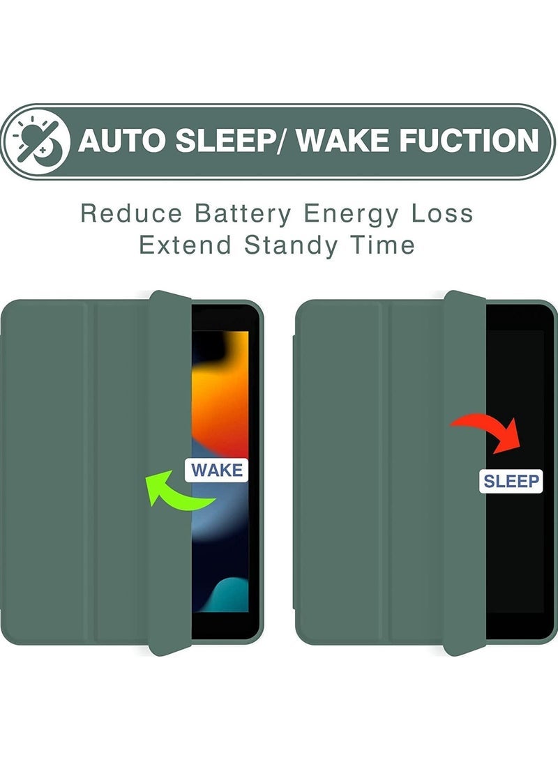 DUSALA iPad 10.2 Case Compatible with iPad 9th 8th 7th Generation (2021/2020/2019) – Slim Smart Trifold Stand with Auto Wake/Sleep – Pencil Holder – Shockproof Soft TPU Back Cover – Lightweight Protective Shell – Green Color for Apple iPad 10.2-Inch - Image 3