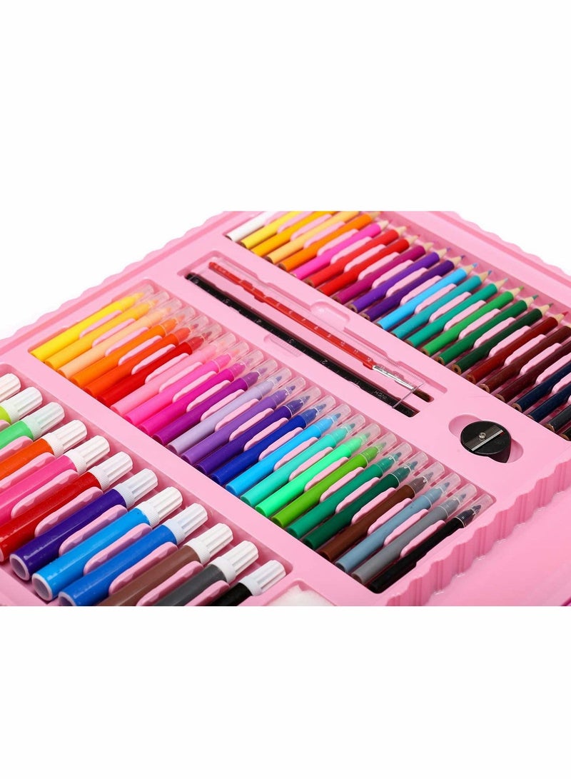 Excefore Kids Drawing Kit, Gift Art Set Box with Double Sided Tri-Fold Easel with Oil Pastels, Crayons, Colored Pencils, Markers for 3-12 Years Old, Beginners (Pink 208 Pieces) - Image 5