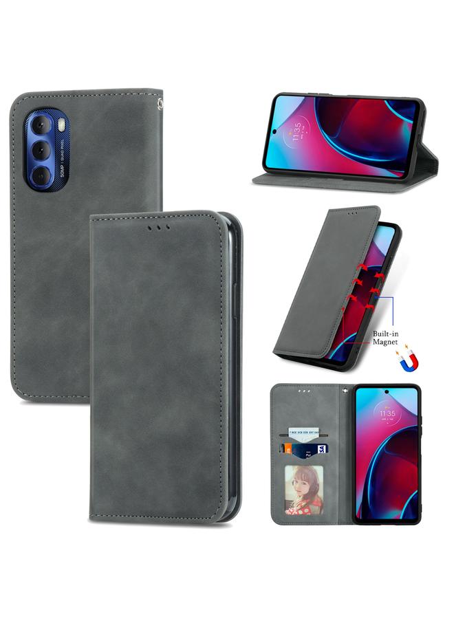 S-TOP Case For Motorola Moto G Stylus 5G 2022 Retro Skin Feel Magnetic Leather Phone Case - Image 1