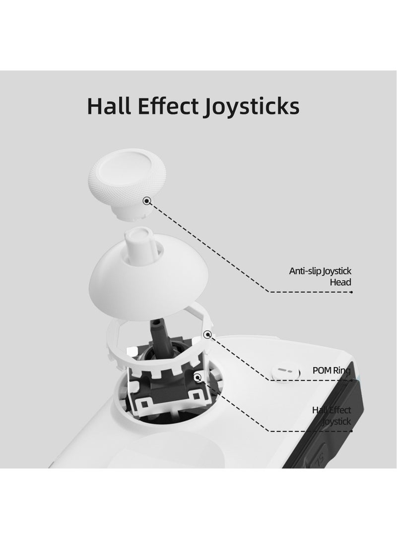 Mobapad M6HD For Nintendo Switch Controller Pro Adjustable Joystick Hall Effect Controller Hd Vibration/6-Axis Gyro JoyPad(White)