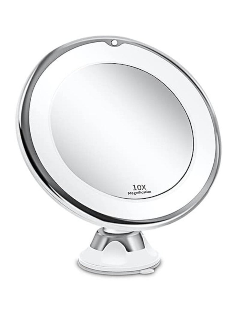 Captaintech 10X Magnifying Makeup Mirror with Lights, 3 Color Lighting, Bathroom Shower Mirror with Suction Cup, Intelligent Switch, 360 Degree Rotation, Portable for Detailed Makeup  - Image 1