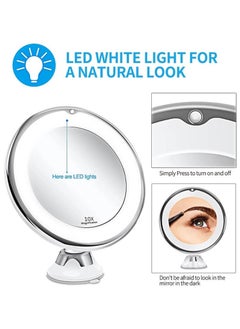 Captaintech 10X Magnifying Makeup Mirror with Lights, 3 Color Lighting, Bathroom Shower Mirror with Suction Cup, Intelligent Switch, 360 Degree Rotation, Portable for Detailed Makeup  - Image 3