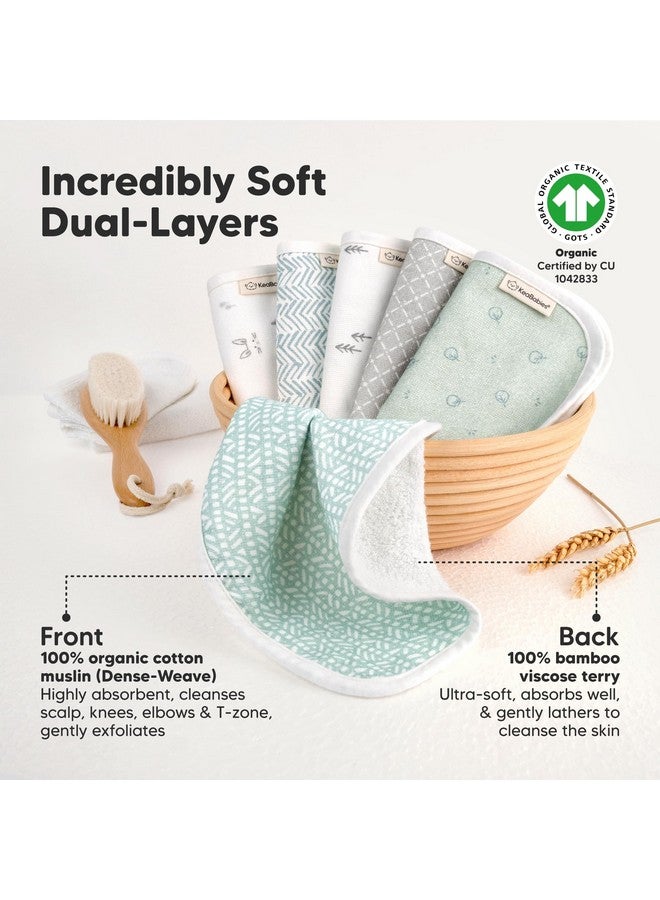 KeaBabies 6-Pack Cotton Baby Washcloths for Newborn - Organic Cotton Muslin Soft Wash Cloths for Babies, Infant, Kids, Toddler Towels for Boy, Girl, Super Absorbent Face Cloths, Scratch-Free Baby Rags (Nordic) - Image 2