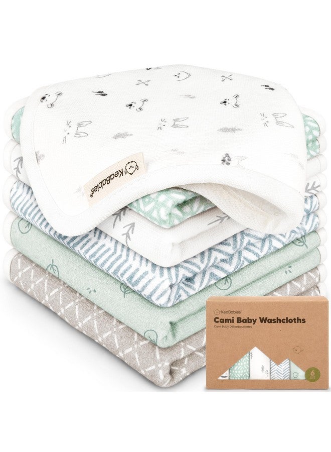 KeaBabies 6-Pack Cotton Baby Washcloths for Newborn - Organic Cotton Muslin Soft Wash Cloths for Babies, Infant, Kids, Toddler Towels for Boy, Girl, Super Absorbent Face Cloths, Scratch-Free Baby Rags (Nordic) - Image 1