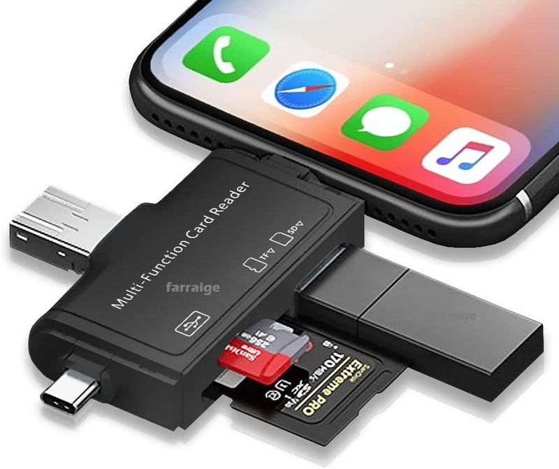 Farraige® Micro SD Card Reader for Android Type C Lightning USB, Micro SD Card to USB Adapter, USB C SD Card Reader for Camera Memory Card Reader, 7 in 1 SD Card Reader for PC Phone Pads - Image 1