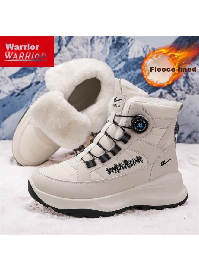 (warrior) Snow Boots For Men, Fleece-lined Cotton Shoes, Men's Boots, Warm Footwear, Men's Style 2209, Beige, Size 41