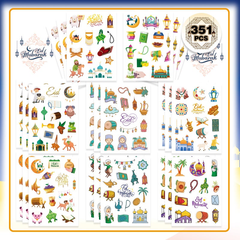 DUJAA 350PCS Eid Mubarak Stickers for Kids Ramadan Kareem and Eid Stickers Sheets Ø±Ù…Ø¶Ø§Ù† Ù…Ø¨Ø§Ø±Ùƒ Holy Kaaba Quran Ramadan Decoration Gift Tag Mubarak Sticker - Image 1
