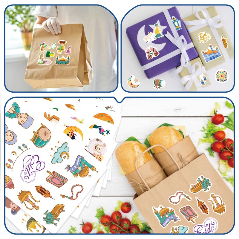 DUJAA 350PCS Eid Mubarak Stickers for Kids Ramadan Kareem and Eid Stickers Sheets Ø±Ù…Ø¶Ø§Ù† Ù…Ø¨Ø§Ø±Ùƒ Holy Kaaba Quran Ramadan Decoration Gift Tag Mubarak Sticker - Image 5