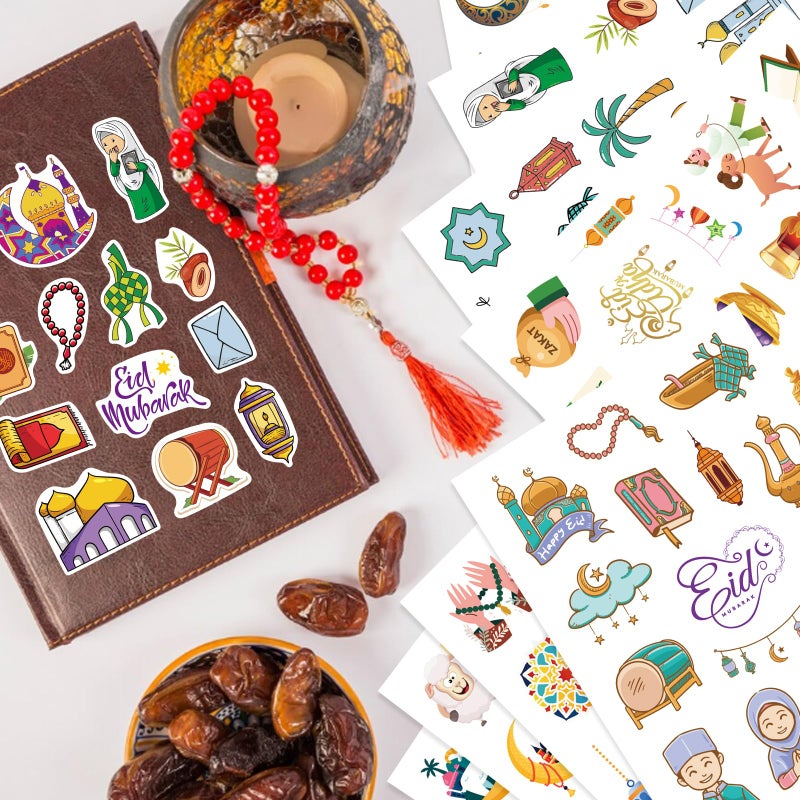 DUJAA 350PCS Eid Mubarak Stickers for Kids Ramadan Kareem and Eid Stickers Sheets Ø±Ù…Ø¶Ø§Ù† Ù…Ø¨Ø§Ø±Ùƒ Holy Kaaba Quran Ramadan Decoration Gift Tag Mubarak Sticker - Image 3