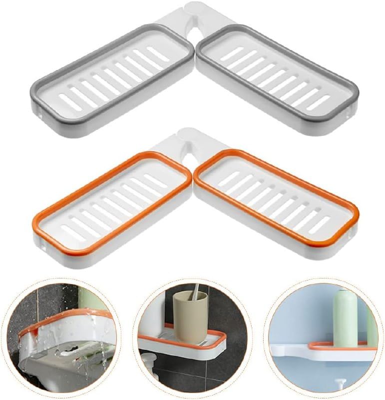 SHOPECOM HandWashing Plastic WallMounted Corner Storage Bathroom Products Over The Sink Dish Drying Rack Foldable Corner Shower CaddyStorage Shelf Rack for Bathroom Kitchen - Image 1